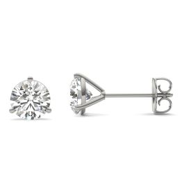 1 1/2 CTW Round Caydia Lab Grown Diamond Three Prong Martini Solitaire Stud Earrings 18K White Gold Stone Color E