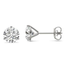 2 CTW Round Caydia Lab Grown Diamond Three Prong Martini Solitaire Stud Earrings 14K White Gold Stone Color E
