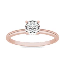 1/2 CTW Round Caydia Lab Grown Diamond Solitaire Engagement Ring 14K Rose Gold, SIZE 7.0 Stone Color E