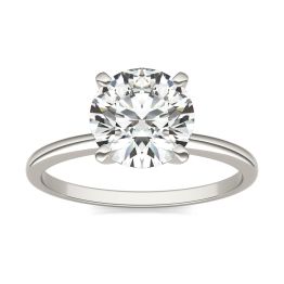 2 CTW Round Caydia Lab Grown Diamond Solitaire Engagement Ring 14K White Gold, SIZE 7.0 Stone Color E