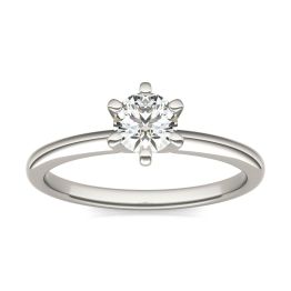 1/2 CTW Round Caydia Lab Grown Diamond Six Prong Solitaire Engagement Ring 14K White Gold, SIZE 7.0 Stone Color E