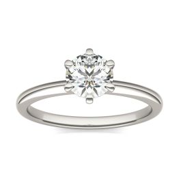 3/4 CTW Round Caydia Lab Grown Diamond Six Prong Solitaire Engagement Ring 14K White Gold, SIZE 7.0 Stone Color E