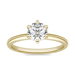 3/4 CTW Round Caydia Lab Grown Diamond Six Prong Solitaire Engagement Ring 18K Yellow Gold, SIZE 7.0 Stone Color E