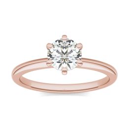3/4 CTW Round Caydia Lab Grown Diamond Six Prong Solitaire Engagement Ring 14K Rose Gold, SIZE 7.0 Stone Color E
