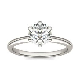 1 CTW Round Caydia Lab Grown Diamond Six Prong Solitaire Engagement Ring Platinum, SIZE 7.0 Stone Color E
