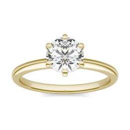 1 CTW Round Caydia Lab Grown Diamond Six Prong Solitaire Engagement Ring 14K Yellow Gold, SIZE 7.0 Stone Color E