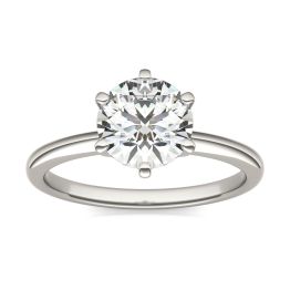 1 1/2 CTW Round Caydia Lab Grown Diamond Six Prong Solitaire Engagement Ring 14K White Gold