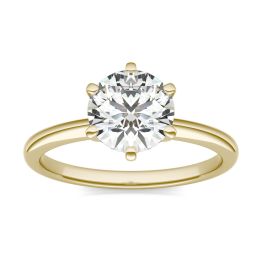1 1/2 CTW Round Caydia Lab Grown Diamond Six Prong Solitaire Engagement Ring 18K Yellow Gold, SIZE 7.0 Stone Color E