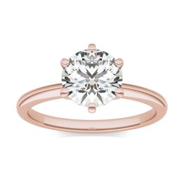 1 1/2 CTW Round Caydia Lab Grown Diamond Six Prong Solitaire Engagement Ring 14K Rose Gold, SIZE 7.0 Stone Color E