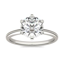 2 CTW Round Caydia Lab Grown Diamond Six Prong Solitaire Engagement Ring 18K White Gold, SIZE 7.0 Stone Color E