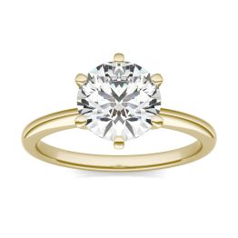 2 CTW Round Caydia Lab Grown Diamond Six Prong Solitaire Engagement Ring 14K Yellow Gold, SIZE 7.0 Stone Color E