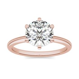 2 CTW Round Caydia Lab Grown Diamond Six Prong Solitaire Engagement Ring 14K Rose Gold, SIZE 7.0 Stone Color E