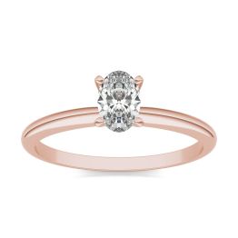 1/2 CTW Oval Caydia Lab Grown Diamond Solitaire Engagement Ring 14K Rose Gold, SIZE 7.0 Stone Color E
