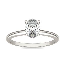 1 CTW Oval Caydia Lab Grown Diamond Solitaire Engagement Ring 18K White Gold, SIZE 7.0 Stone Color E