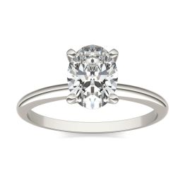 1 1/2 CTW Oval Caydia Lab Grown Diamond Solitaire Engagement Ring 18K White Gold, SIZE 7.0 Stone Color E
