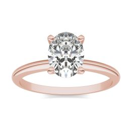 1 1/2 CTW Oval Caydia Lab Grown Diamond Solitaire Engagement Ring 14K Rose Gold, SIZE 7.0 Stone Color E