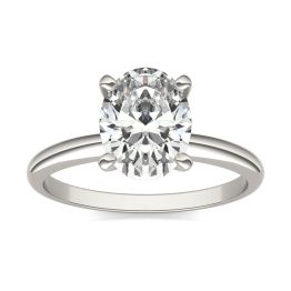 2 CTW Oval Caydia Lab Grown Diamond Solitaire Engagement Ring 14K White Gold, SIZE 7.0 Stone Color E