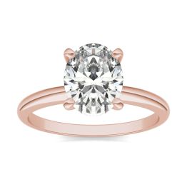 2 CTW Oval Caydia Lab Grown Diamond Solitaire Engagement Ring 14K Rose Gold, SIZE 7.0 Stone Color E