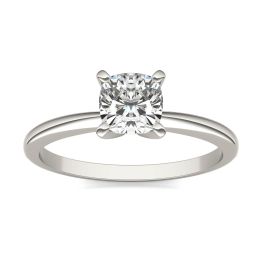 3/4 CTW Cushion Caydia Lab Grown Diamond Solitaire Engagement Ring Platinum, SIZE 7.0 Stone Color E
