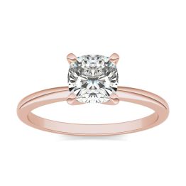 1 CTW Cushion Caydia Lab Grown Diamond Solitaire Engagement Ring 18K Rose Gold, SIZE 7.0 Stone Color E