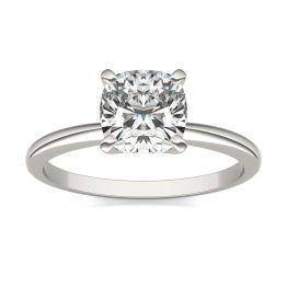 1 1/2 CTW Cushion Caydia Lab Grown Diamond Solitaire Engagement Ring 14K White Gold, SIZE 7.0 Stone Color E