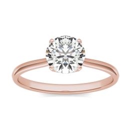 1 CTW Round Caydia Lab Grown Diamond Signature Four Prong Solitaire Engagement Ring 18K Rose Gold, SIZE 7.0 Stone Color E