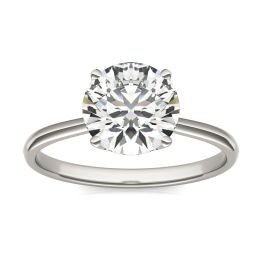 2 CTW Round Caydia Lab Grown Diamond Signature Four Prong Solitaire Engagement Ring Platinum, SIZE 7.0 Stone Color E