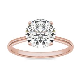 2 CTW Round Caydia Lab Grown Diamond Signature Four Prong Solitaire Engagement Ring 18K Rose Gold, SIZE 7.0 Stone Color E