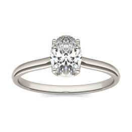 1 CTW Oval Caydia Lab Grown Diamond Signature Solitaire Engagement Ring Platinum, SIZE 7.0 Stone Color E