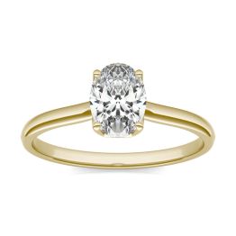 1 CTW Oval Caydia Lab Grown Diamond Signature Solitaire Engagement Ring 18K Yellow Gold, SIZE 7.0 Stone Color E