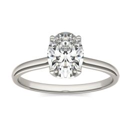 1 1/2 CTW Oval Caydia Lab Grown Diamond Signature Solitaire Engagement Ring 18K White Gold, SIZE 7.0 Stone Color E