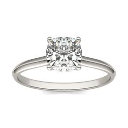 1 CTW Cushion Caydia Lab Grown Diamond Signature Solitaire Engagement Ring 18K White Gold