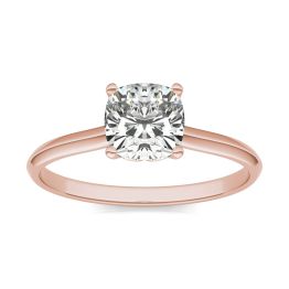 1 CTW Cushion Caydia Lab Grown Diamond Signature Solitaire Engagement Ring 18K Rose Gold, SIZE 7.0 Stone Color E