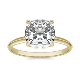 2 1/2 CTW Cushion Caydia Lab Grown Diamond Signature Solitaire Engagement Ring 18K Yellow Gold, SIZE 7.0 Stone Color E