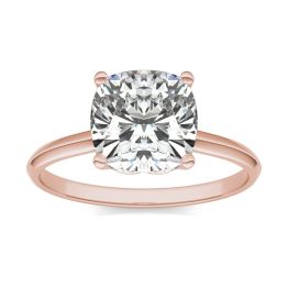 2 1/2 CTW Cushion Caydia Lab Grown Diamond Signature Solitaire Engagement Ring 18K Rose Gold, SIZE 7.0 Stone Color E
