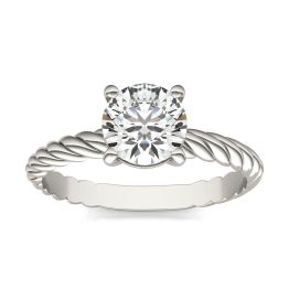 1 CTW Round Caydia Lab Grown Diamond Twist Solitaire Engagement Ring 14K White Gold, SIZE 7.0 Stone Color E