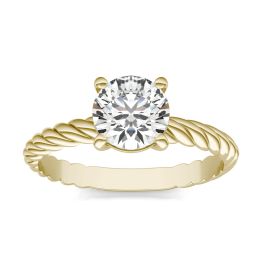 1 CTW Round Caydia Lab Grown Diamond Twist Solitaire Engagement Ring 18K Yellow Gold, SIZE 7.0 Stone Color E