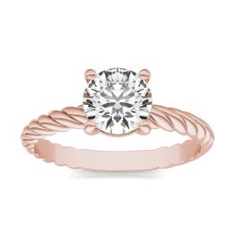 1 CTW Round Caydia Lab Grown Diamond Twist Solitaire Engagement Ring 14K Rose Gold, SIZE 7.0 Stone Color E
