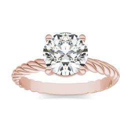 1 1/2 CTW Round Caydia Lab Grown Diamond Twist Solitaire Engagement Ring 14K Rose Gold, SIZE 7.0 Stone Color E