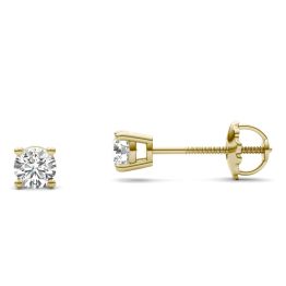 1/2 CTW Round Caydia Lab Grown Diamond Four Prong Solitaire Stud Screw-Back Earrings 14K Yellow Gold