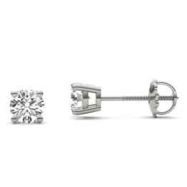 1 CTW Round Caydia Lab Grown Diamond Four Prong Solitaire Stud Screw-Back Earrings 14K White Gold