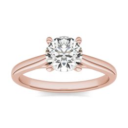1 CTW Round Caydia Lab Grown Diamond Cathedral Four Prong Solitaire Engagement Ring 14K Rose Gold, SIZE 7.0 Stone Color E