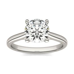 1 1/2 CTW Round Caydia Lab Grown Diamond Cathedral Four Prong Solitaire Engagement Ring 14K White Gold, SIZE 7.0 Stone Color E
