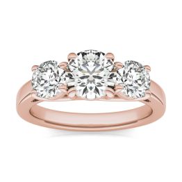 2 CTW Round Caydia Lab Grown Diamond Trellis Three Stone Ring 14K Rose Gold, SIZE 7.0 Stone Color E