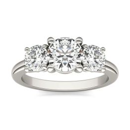 2 CTW Round Caydia Lab Grown Diamond Classic Three Stone Engagement Ring Platinum, SIZE 7.0 Stone Color E