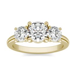 2 CTW Round Caydia Lab Grown Diamond Classic Three Stone Engagement Ring 14K Yellow Gold, SIZE 7.0 Stone Color E