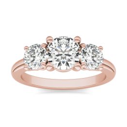 2 CTW Round Caydia Lab Grown Diamond Classic Three Stone Engagement Ring 14K Rose Gold, SIZE 7.0 Stone Color E