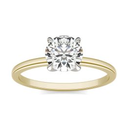 1 CTW Round Caydia Lab Grown Diamond Four Prong Claw Solitaire Engagement Ring 14K Two-Tone White & Yellow Gold, SIZE 7.0 Stone Color E