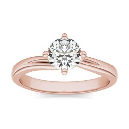 3/4 CTW Round Caydia Lab Grown Diamond Four Prong Twist Solitaire Engagement Ring 14K Rose Gold, SIZE 7.0 Stone Color E