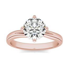 1 1/2 CTW Round Caydia Lab Grown Diamond Four Prong Twist Solitaire Engagement Ring 14K Rose Gold, SIZE 7.0 Stone Color E
